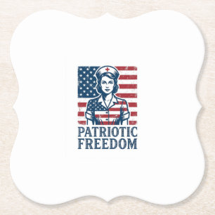 Patriotic Nurse Vector Graphic Tee Paper Coaster