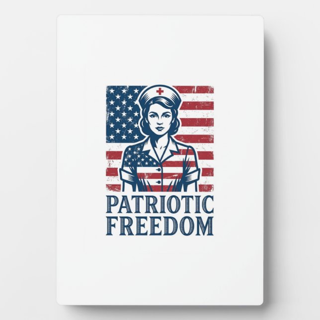 Patriotic Nurse Vector Graphic Tee Plaque (Front)