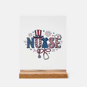 Patriotic Nurse Vintage Engraving Vector Design_1 Acrylic Sign