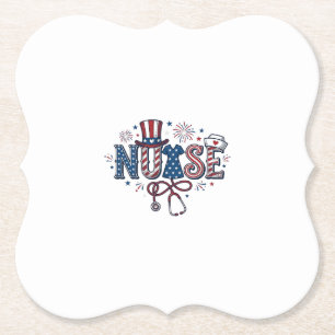 Patriotic Nurse Vintage Engraving Vector Design_1 Paper Coaster
