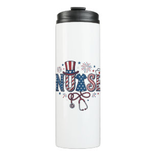 Patriotic Nurse Vintage Engraving Vector Design_1 Thermal Tumbler