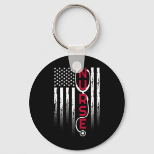 Patriotic Nurse With Flag Stethoscope For Rn Key Ring