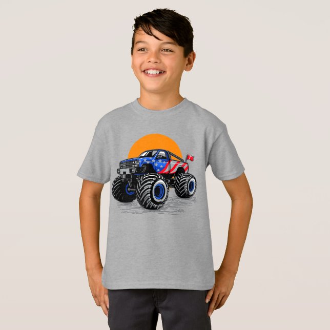  Patriotic Off Road Monster Truck Adventure T-Shirt (Front Full)