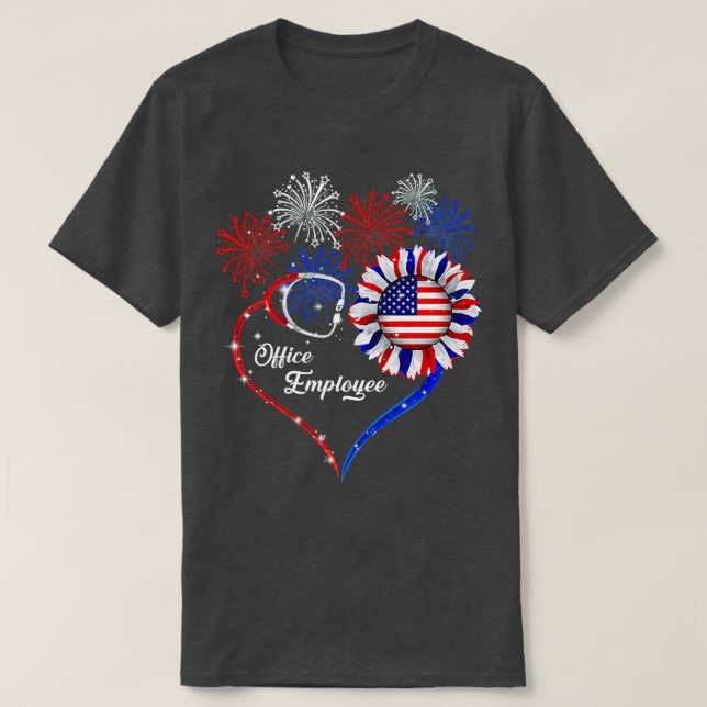 Patriotic Office Employee 4th Of July American Fla T-Shirt (Design Front)