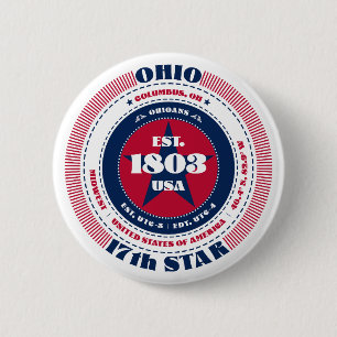Patriotic Ohio Circle with State Details 6 Cm Round Badge