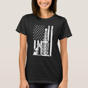 Patriotic Oilfielder Oildrilling American Flag Oil T-Shirt
