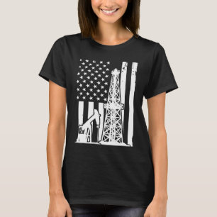 Patriotic Oilfielder Oildrilling American Flag Oil T-Shirt