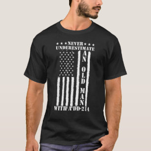 Patriotic Old Man With A Dd214 Veterans Day T-Shirt