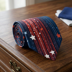 Patriotic Ombre Stripe and Stars Americana Tie