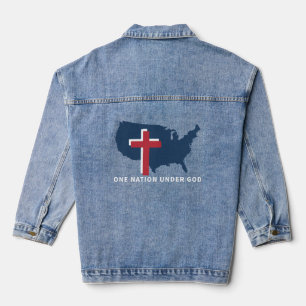 Patriotic One Nation Under God Denim Jacket