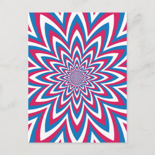 Patriotic Op Art Flower Postcard