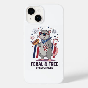 Patriotic Opossum Feral and Free 4th of July Indep Case-Mate iPhone 14 Case