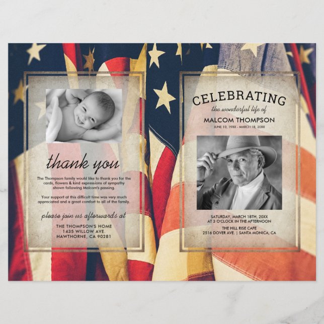 Patriotic Order of Service Photo Memorial Program (Front)