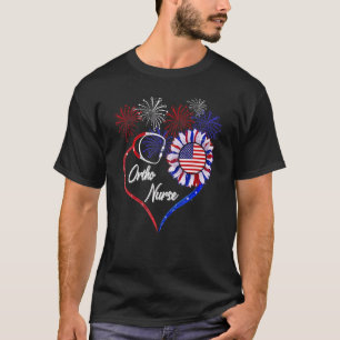 Patriotic Ortho Nurse 4th Of July Usa Flag Sunflow T-Shirt