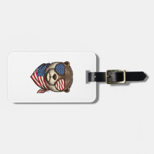Patriotic Otter Vector Vintage Engraving Shirt Des Luggage Tag