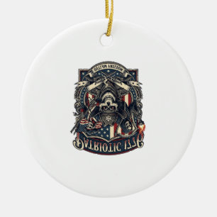 Patriotic Outlaw Skull Sheriff Dark Patriot Skelet Ceramic Ornament