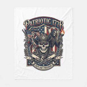 Patriotic Outlaw Skull Sheriff Dark Patriot Skelet Fleece Blanket