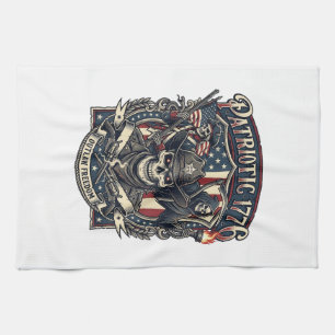Patriotic Outlaw Skull Sheriff Dark Patriot Skelet Tea Towel