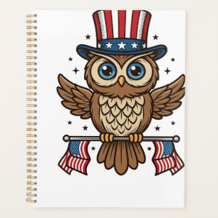 Patriotic Owl Vintage Engraving Graphic_1 Planner