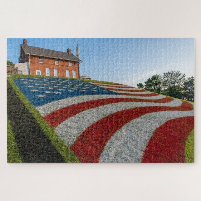 Patriotic Painted American Flag Jigsaw Puzzle (Horizontal)