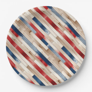Patriotic Painted Planks Paper Plate