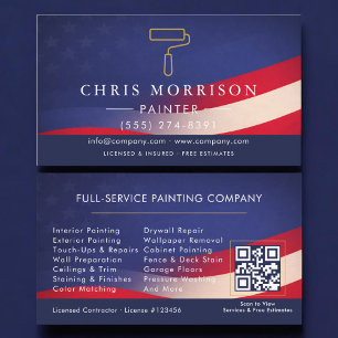 Patriotic Painter Contractor QR Code Business Card