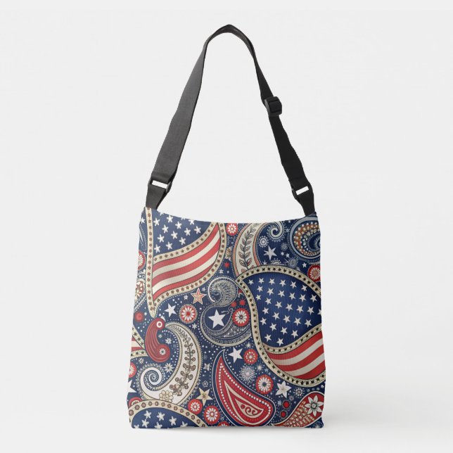 Patriotic Paisley Crossbody Bag (Front)