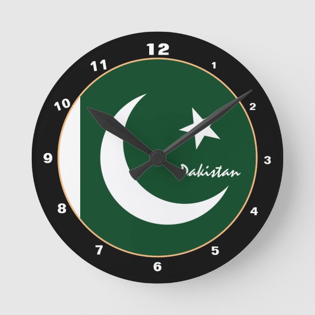 Patriotic Pakistan Flag, Pakistan Home / design Round Clock (Front)