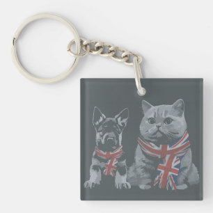 Patriotic Pals: UK Dog and Cat Key Ring