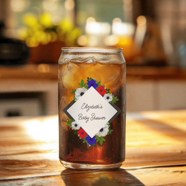 Patriotic Panda Anemone Baby Shower Can Glass (Creator Uploaded)