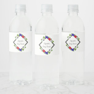 Patriotic Panda Anemone Baby Shower Water Bottle Label