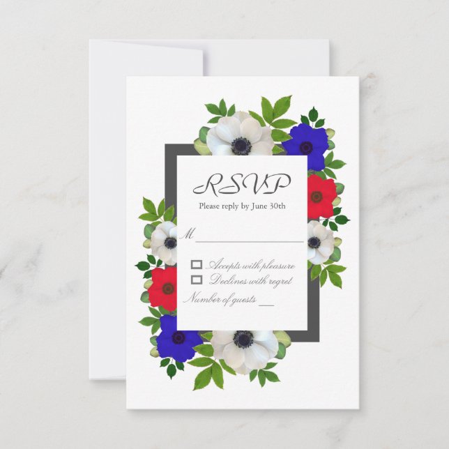 Patriotic Panda Anemone RSVP Card (Front)