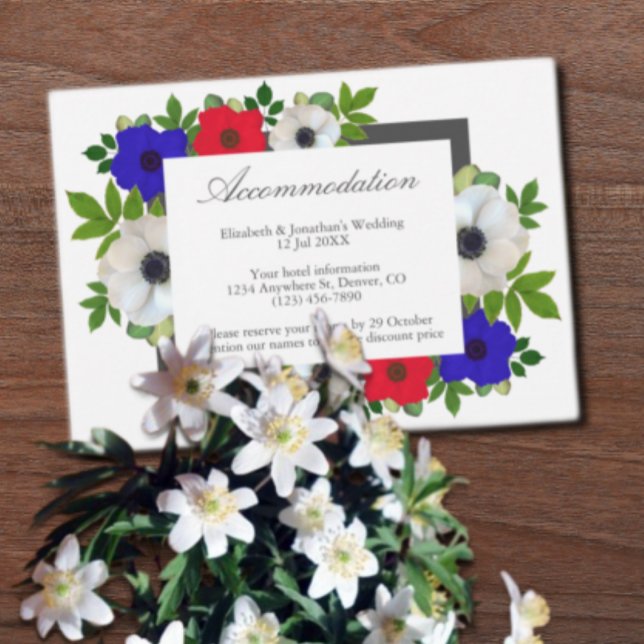 Patriotic Panda Anemone Wedding Accommodation Card (Creator Uploaded)