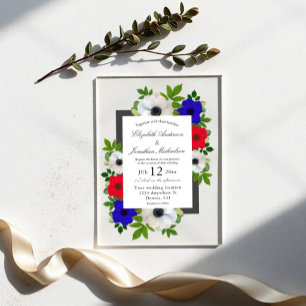 Patriotic Panda Anemone Wedding Acrylic Invitations
