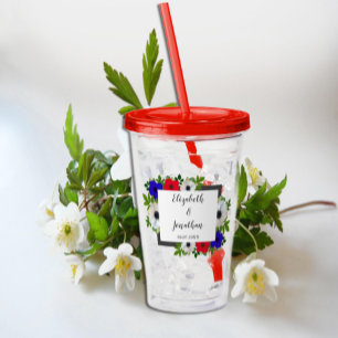 Patriotic Panda Anemone Wedding Acrylic Tumbler