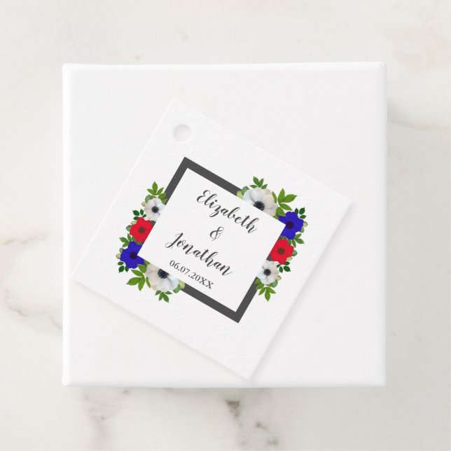 Patriotic Panda Anemone Wedding Favour Tags (In Situ)