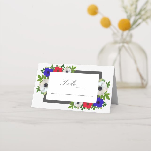 Patriotic Panda Anemone Wedding Place Card (Front)