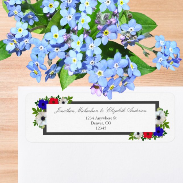 Patriotic Panda Anemone Wedding Return Address Label (Creator Uploaded)