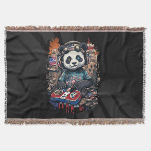 Patriotic Panda Musician USA Design Cute Panda Throw Blanket