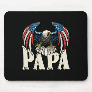 Patriotic Papa Bald Eagle Shirt Usa Flag 4th Of Ju Mouse Pad