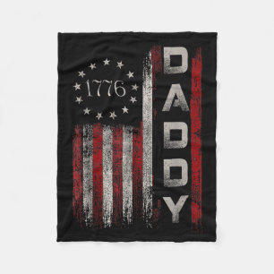 Patriotic Papa Flag Veteran Great Grandpa - Fleece Blanket