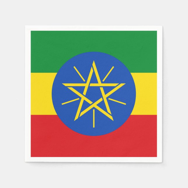 Patriotic paper napkins with flag of Ethiopia (Front)