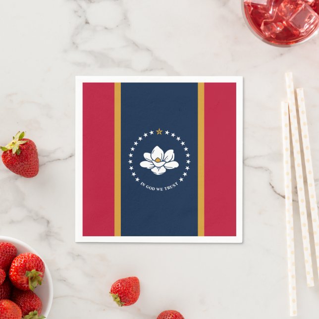 Patriotic paper napkins with flag of Mississippi (Insitu)