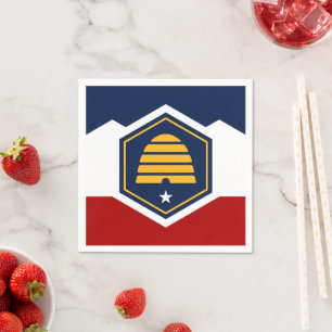 Patriotic paper napkins with flag of Utah, USA