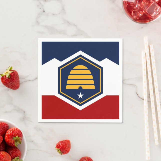 Patriotic paper napkins with flag of Utah, USA (Insitu)
