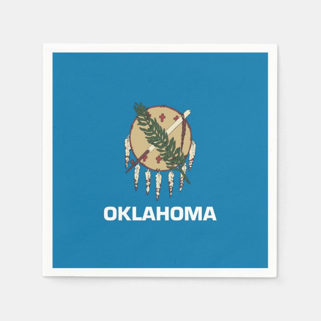 Patriotic paper napkins with Oklahoma flag (Front)
