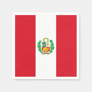 Patriotic paper napkins with Peru flag