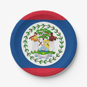 Patriotic paper plate with flag of Belise