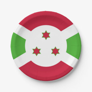 Patriotic paper plate with flag of Burundi