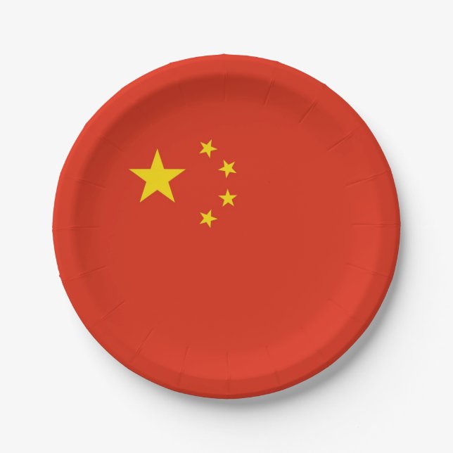 Patriotic paper plate with flag of China (Front)